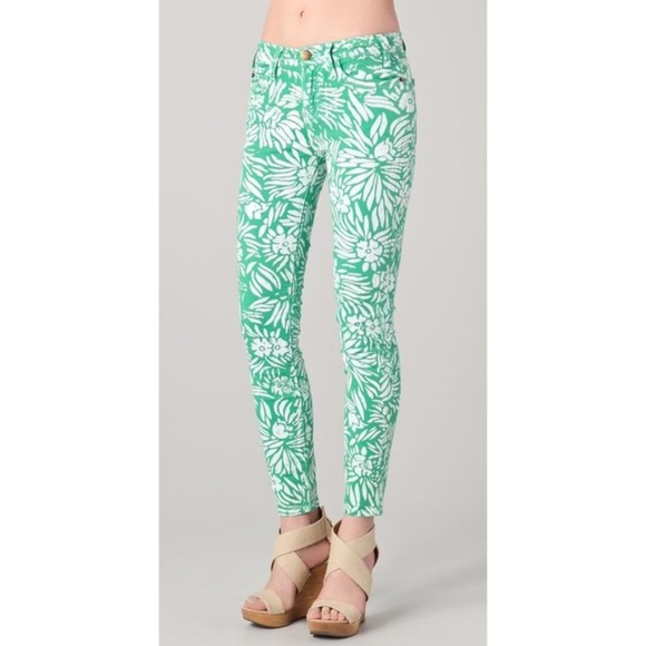 Diane Von Furstenberg Denim - DVF Current Elliott Green Floral Jeans Size 26